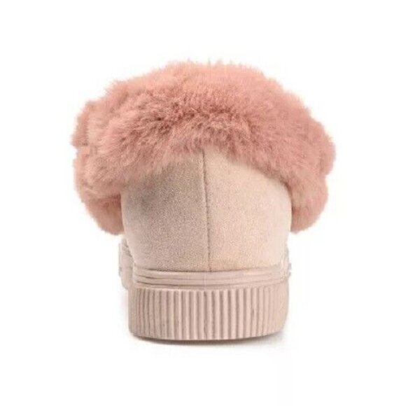 Journee Collection Midnight Faux Fur Trim Bow Tie Detail Moccasins Beige SZ 7.5 - Picture 4 of 10